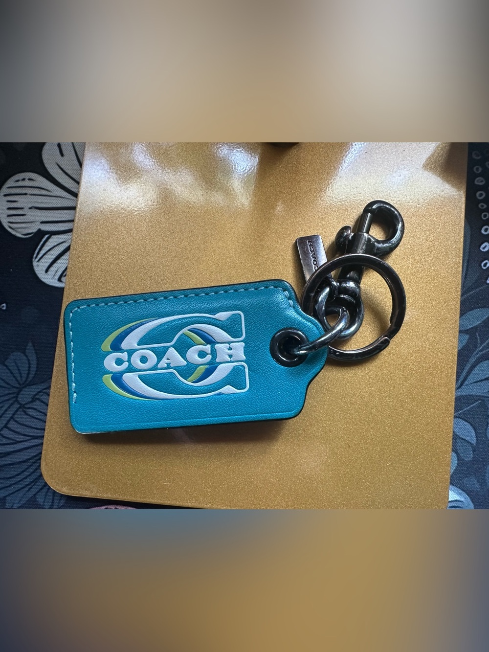 Coach Teal Bottle Opener with Gunmetal Hardware